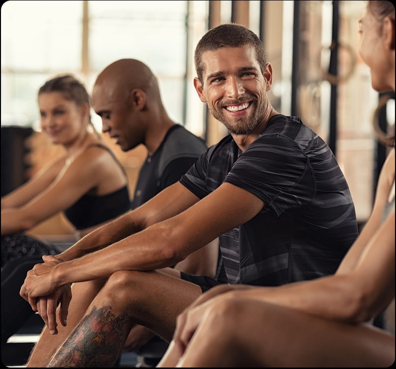 Members connecting after a fitness class